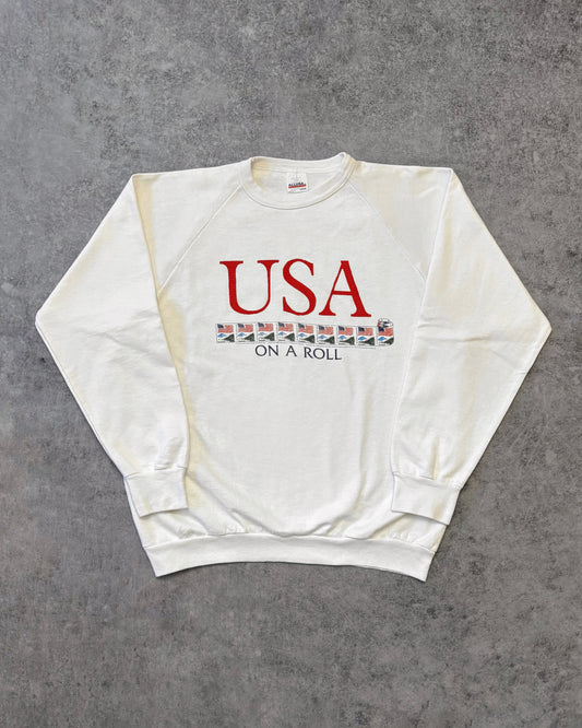 Vintage 1990 Flag Over Yosemite Postal Stamp Crewneck