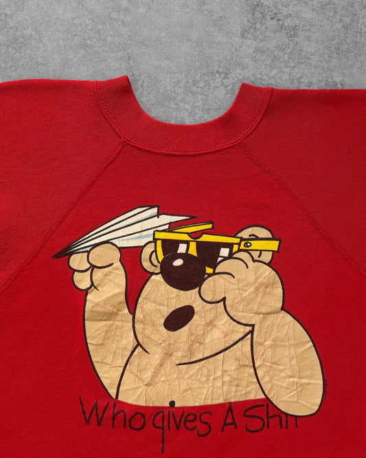 Vintage 1980s “Who Gives a Sh*t” Bear Raglan Crewneck
