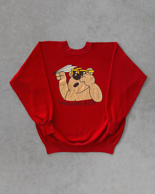 Vintage 1980s “Who Gives a Sh*t” Bear Raglan Crewneck