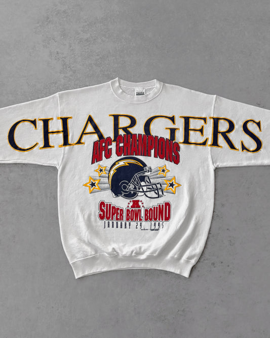 Vintage 1995 NFL Chargers Super Bowl Crewneck – Full Frontal Print – USA Made