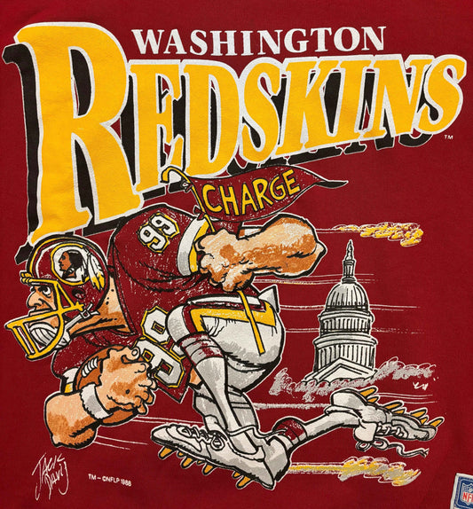 Vintage 1988 Deadstock Washington Redskins Cartoon Crewneck Illustrated by Artist Jack Davis