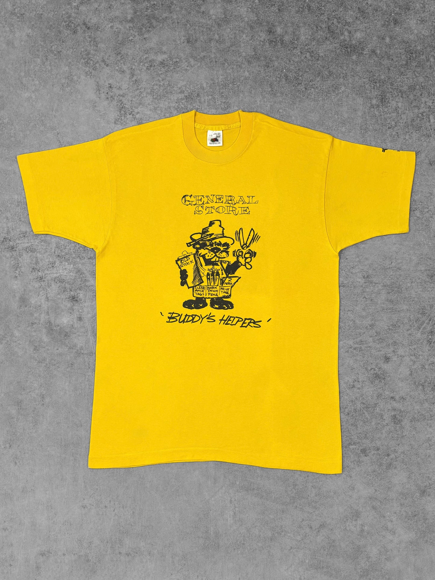 Vintage 1990s Yellow General Store Buddy’s Helpers Graphic T-Shirt – Fruit of the Loom Canada - Edmonton Heritage Festival