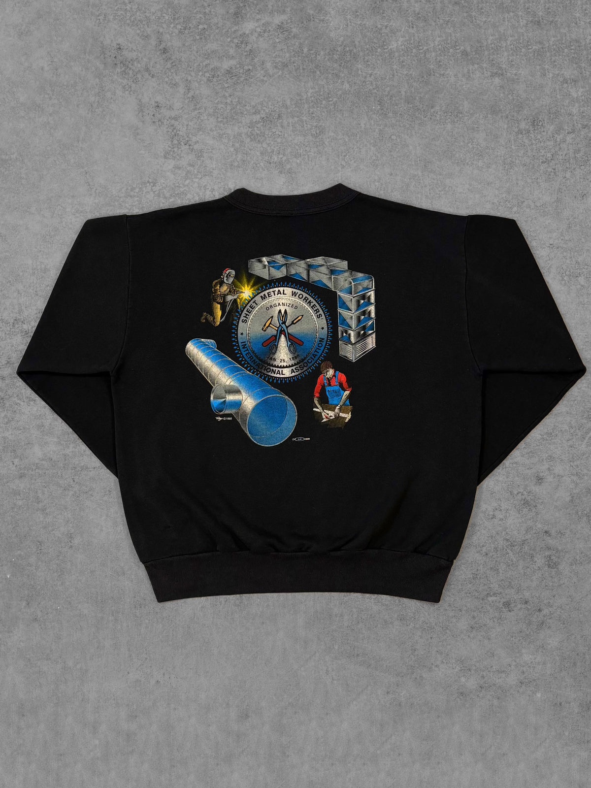 Vintage 1998 Sheet Metal Workers Local 38 Union Crewneck Sweatshirt – Workwear Graphic