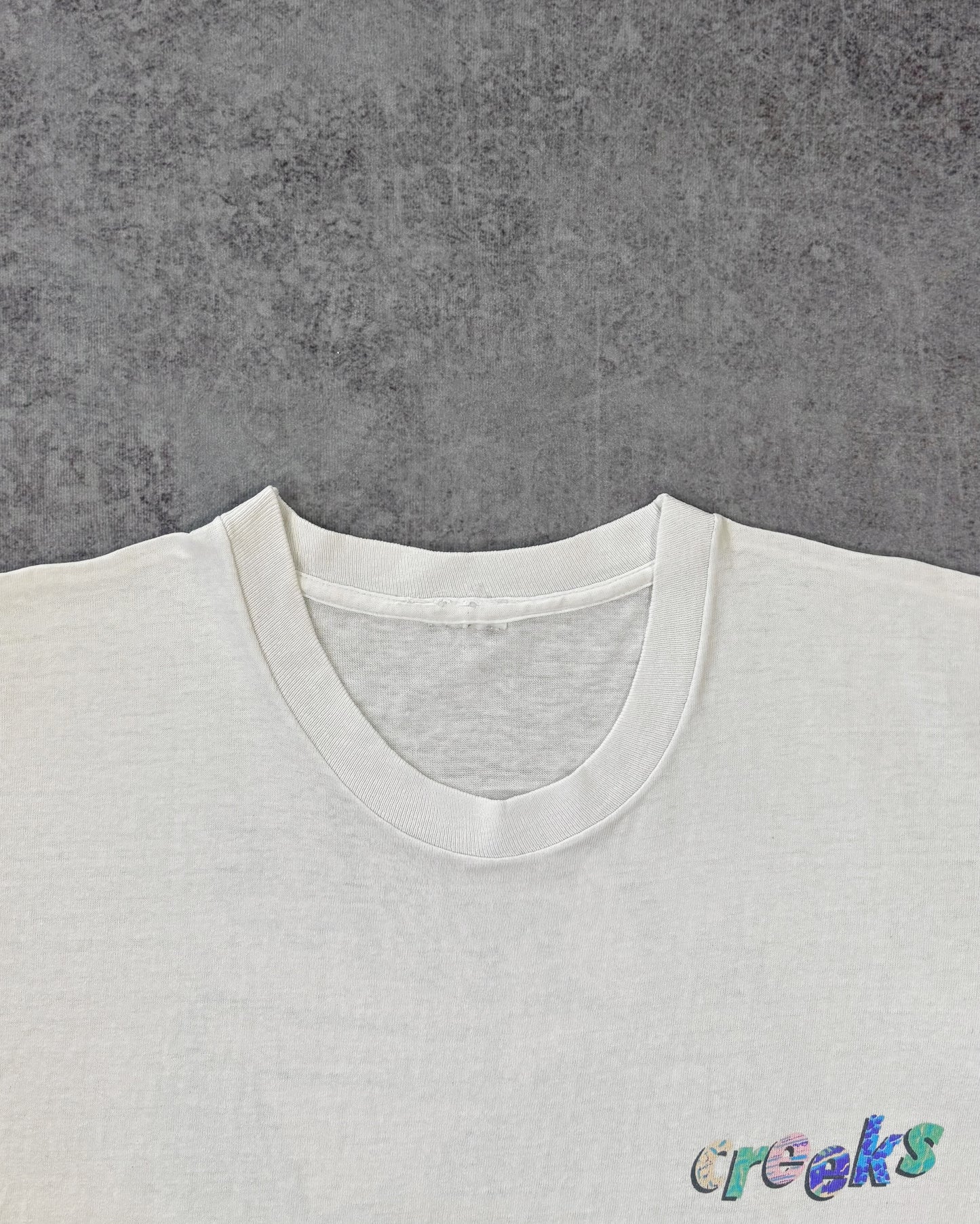 Creeks Restaurant t-shirt collar detail