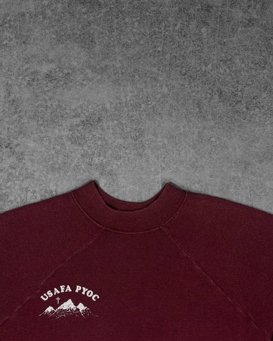 Vintage 1970s USAFA PYOC raglan sweatshirt by Jean Top – print detail