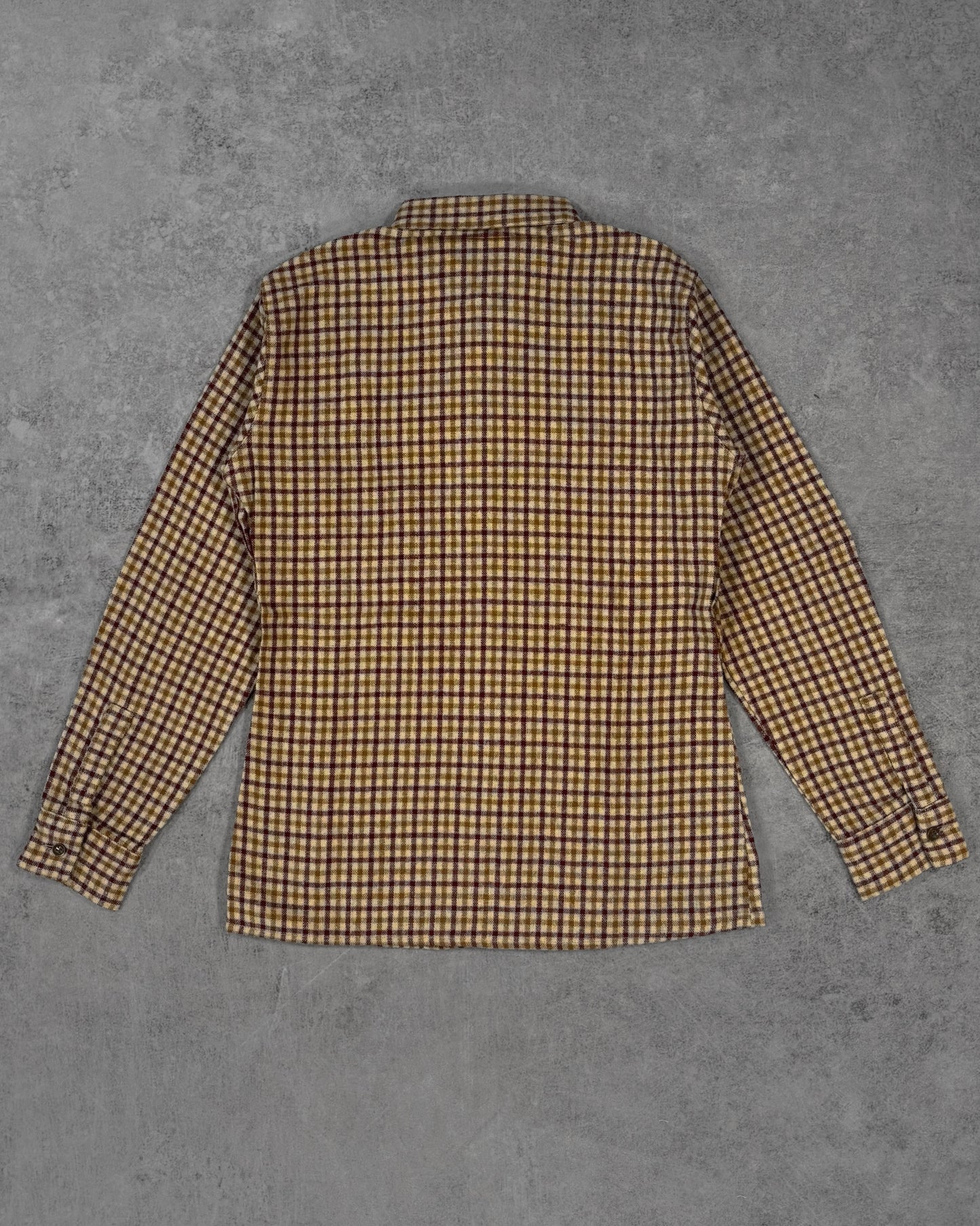 Vintage 1970s Plaid Brown Burgundy Flannel Shirt - Button Up Plaid Shirt