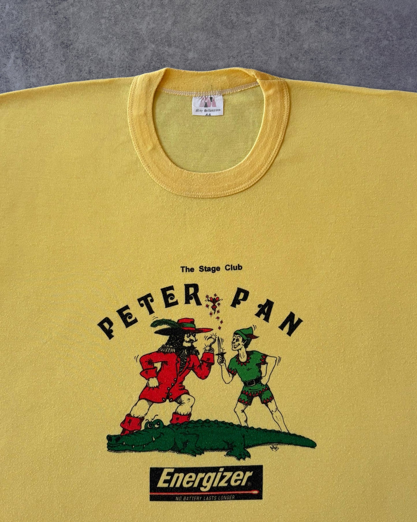 Vintage 1980s Peter Pan x Energizer Promo T-Shirt – The Stage Club – Yellow