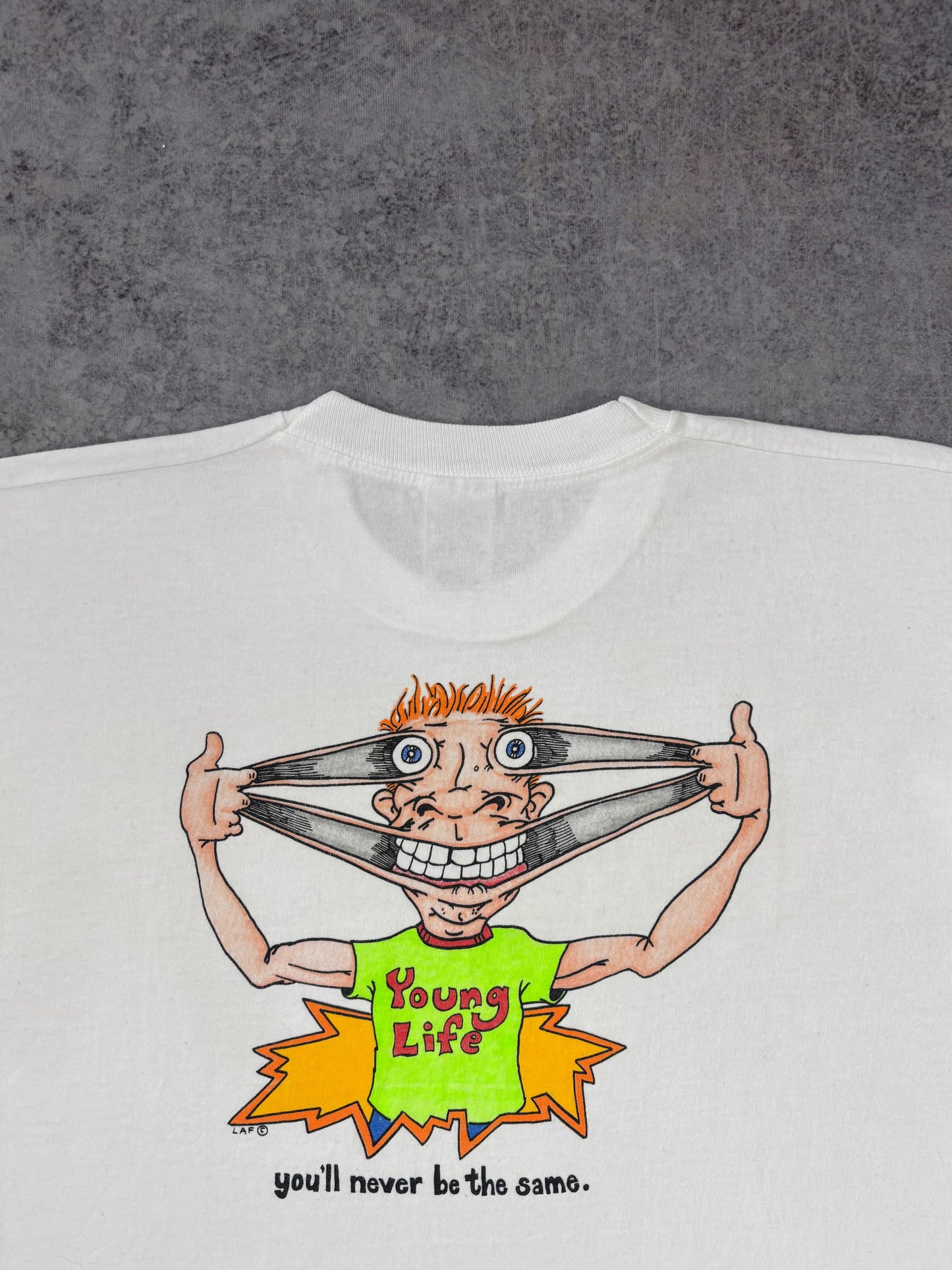 Vintage 1990s Young Life Graphic T-Shirt XL – Fruit of the Loom Heavy Cotton