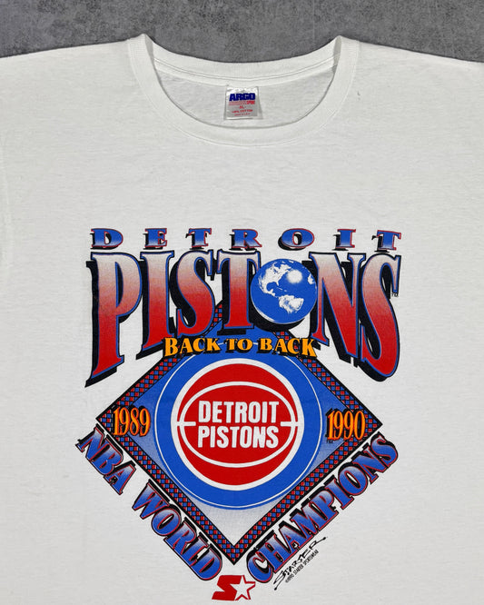 Vintage 1990 Detroit Pistons Back To Back NBA Champions T-Shirt XL – Starter Sportswear – Made in USA