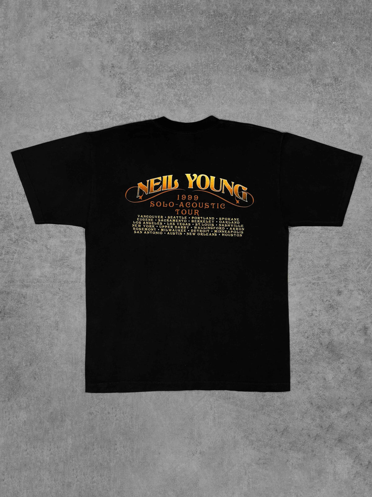 Vintage 1999 Neil Young Solo Acoustic Tour T-Shirt - Winterland - Double Sided Graphic