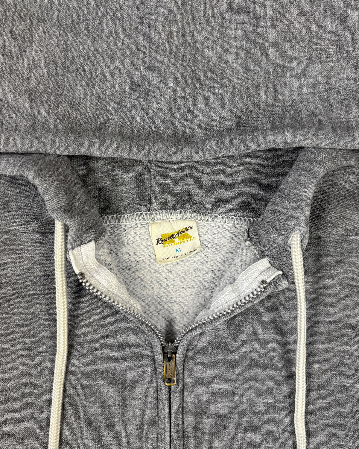 Vintage 1970s Russell Athletic Grey Full Zip Hoodie – Gold Tag – YKK Zip