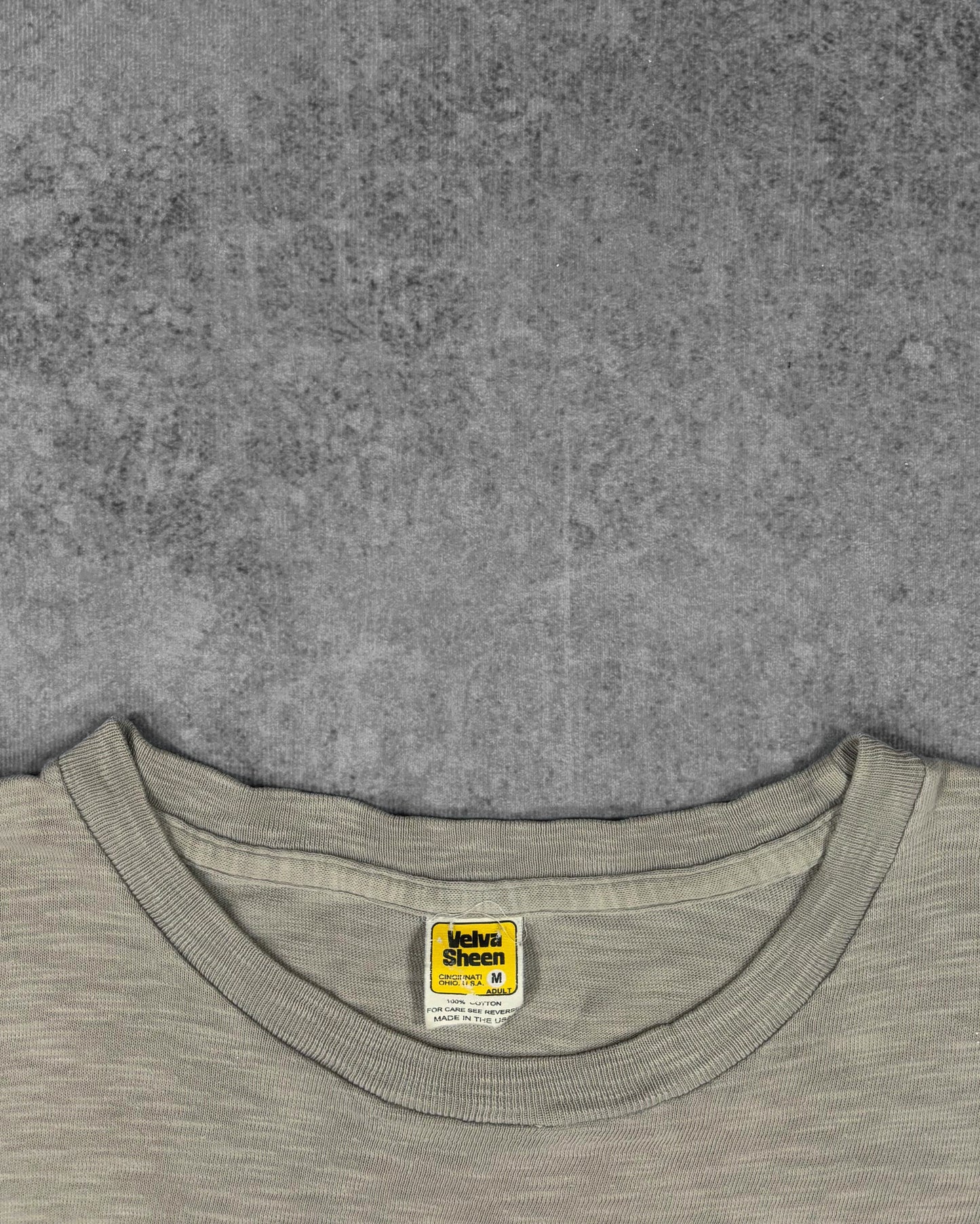 Velva Sheen NYC Apple screen print graphic detail on slub cotton t-shirt