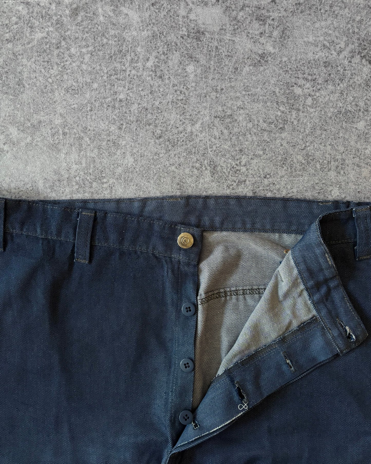 Vintage 1970s European Workwear Carpenter Pants – Blue Cotton Twill – Éclair Zipper