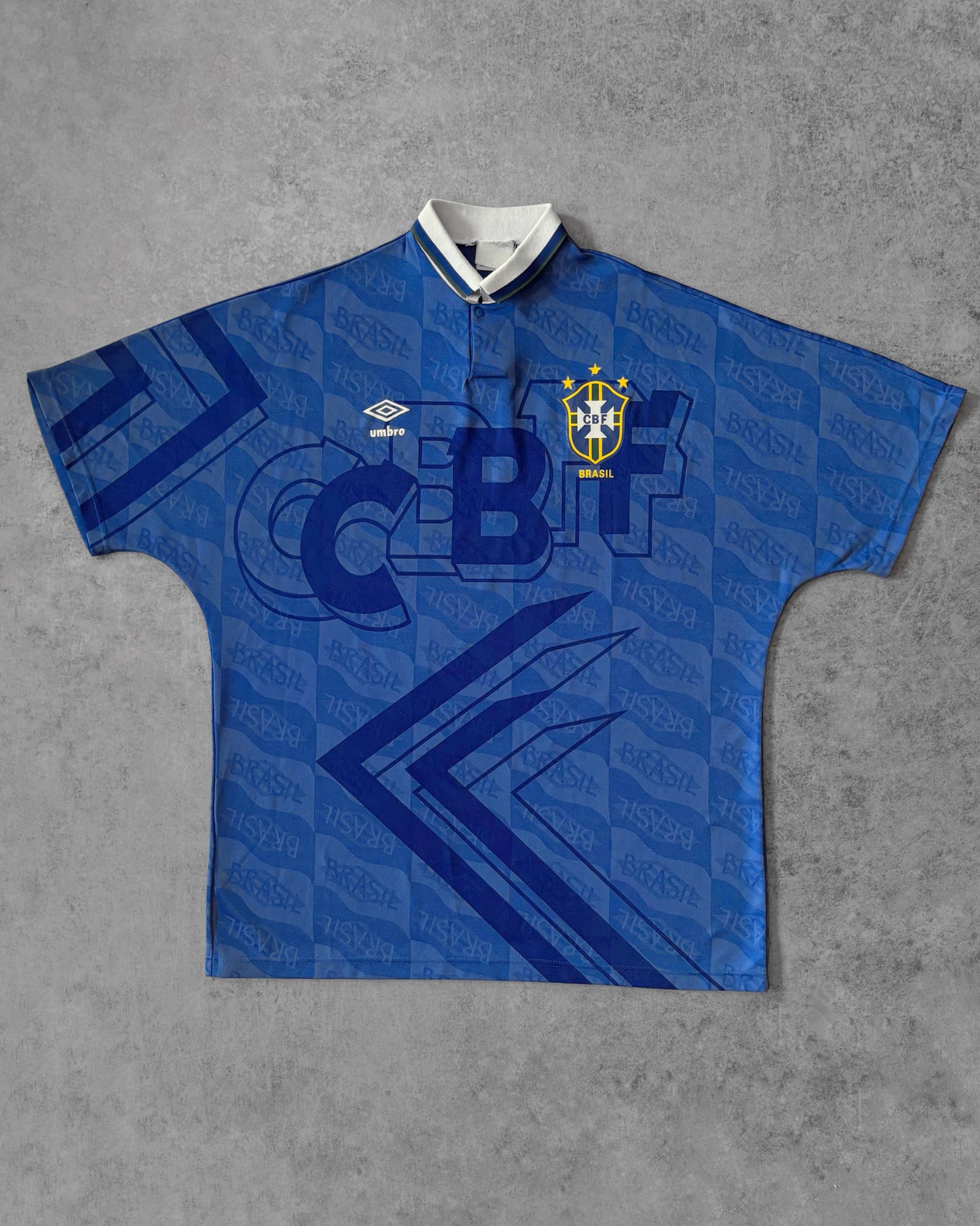 Vintage 1994 Brazil Umbro Away Jersey – CBF All-Over Print – Rare USA '94 Football Shirt