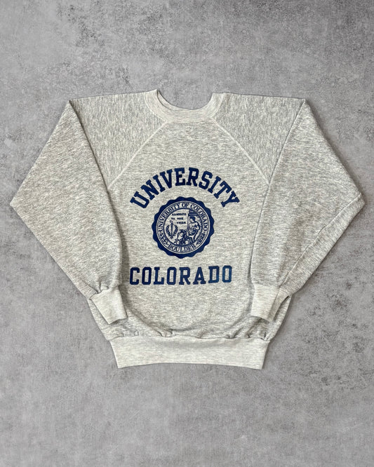 Vintage 1970s Velva Sheen University of Colorado Raglan Crewneck - Flocked Print - Made in USA