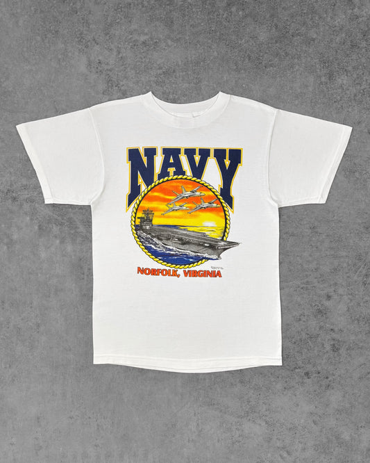 Vintage 1998 US Navy Norfolk Virginia Aircraft Carrier Graphic T-Shirt - Made in USA - Single Stitch