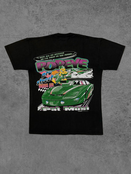 Vintage late 1990s Pat Musi Popeye Pro Street Trans Am racing t-shirt front view