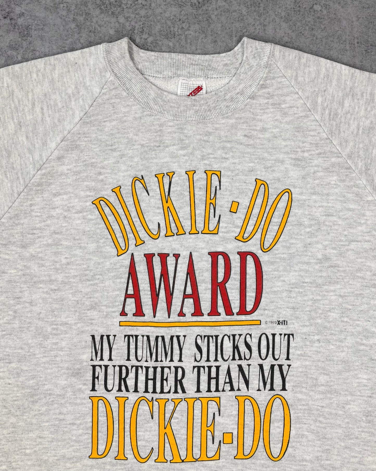Vintage 1993 Dickie-Do Award Raglan Crewneck - USA Made - Funny Graphic