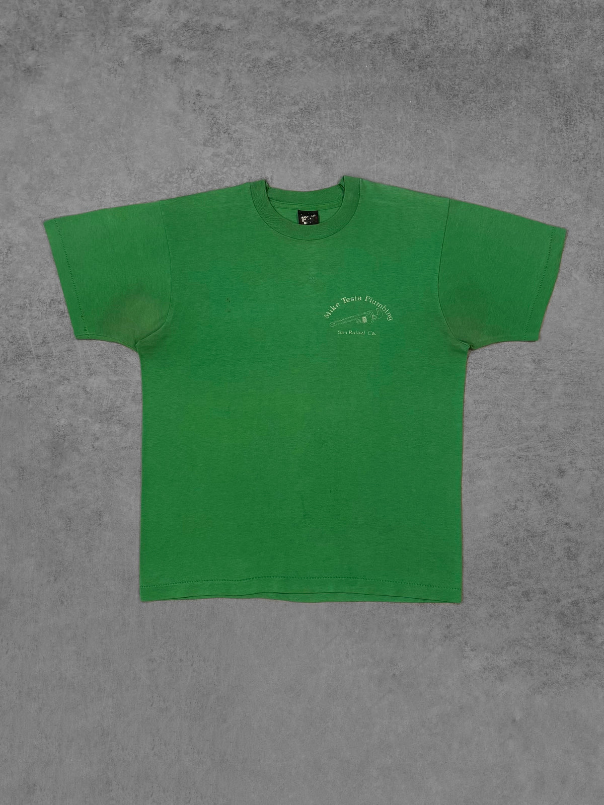 Vintage Late 1980s Screen Stars Mike Testa Plumbing San Rafael Graphic T-Shirt – Single Stitch - Made in USA