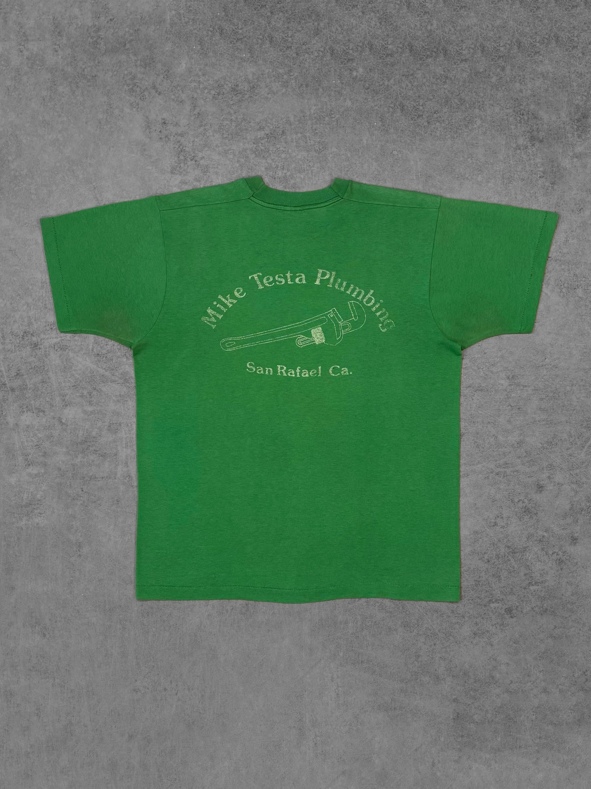 Vintage Late 1980s Screen Stars Mike Testa Plumbing San Rafael Graphic T-Shirt – Single Stitch - Made in USA