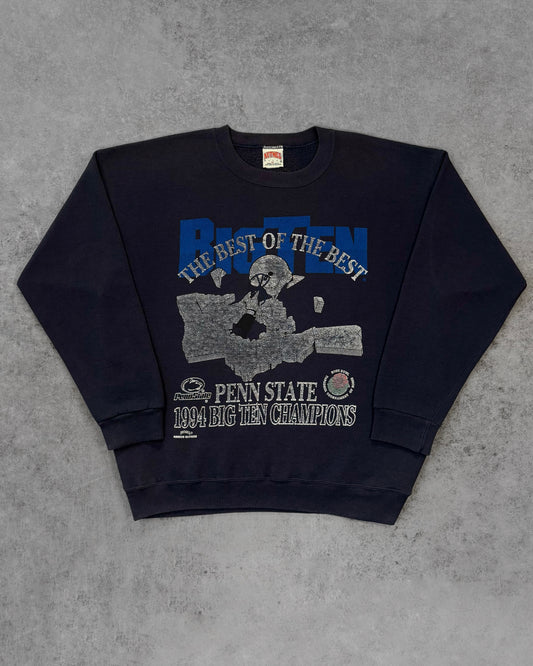 Vintage 1994 Cracked Penn State Big Ten Champions Crewneck - Nutmeg Mills - Made in USA