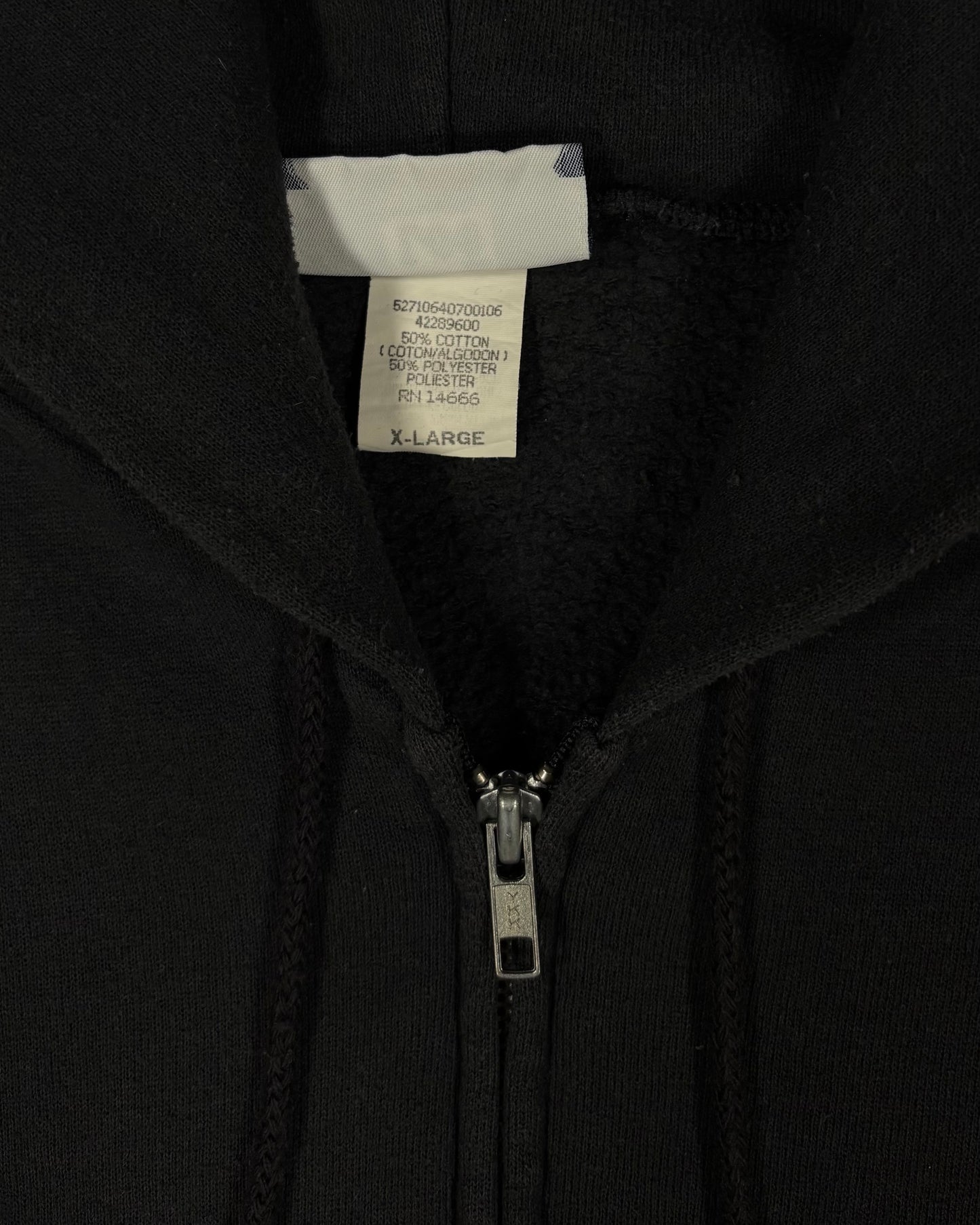 Vintage Early 2000s Distressed Lee Heavyweight Blank Zip Hoodie Black