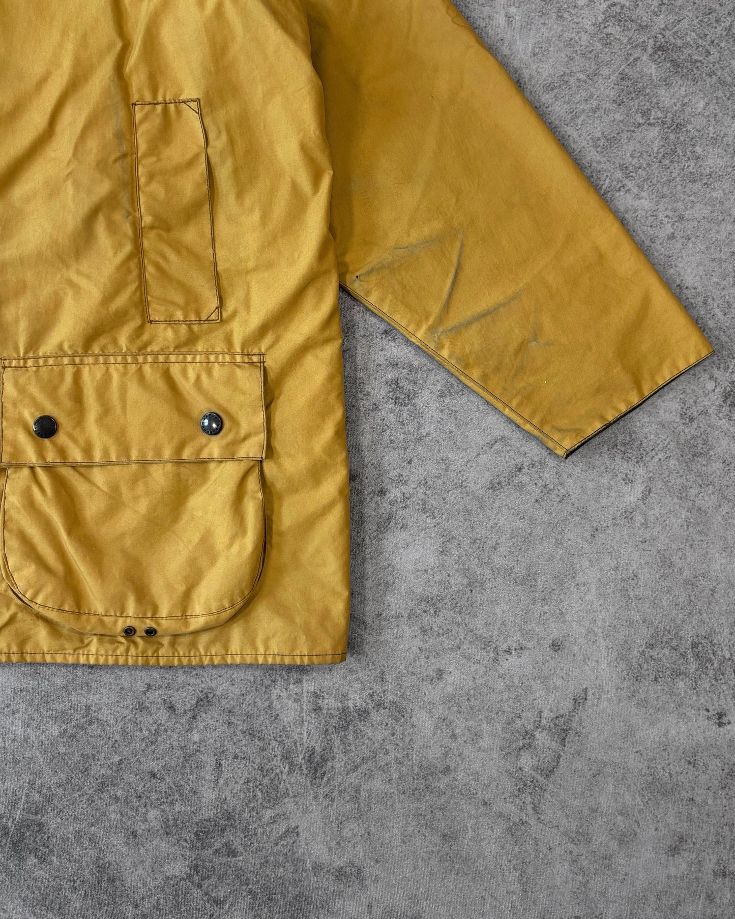 Vintage 1990s Barbour Beaufort Waxed Jacket Mustard – Made in England Classic Field Coat