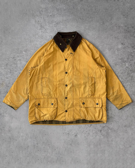 Vintage 1990s Barbour Beaufort Wax Jacket Mustard Yellow – Made in England British Field Jacket