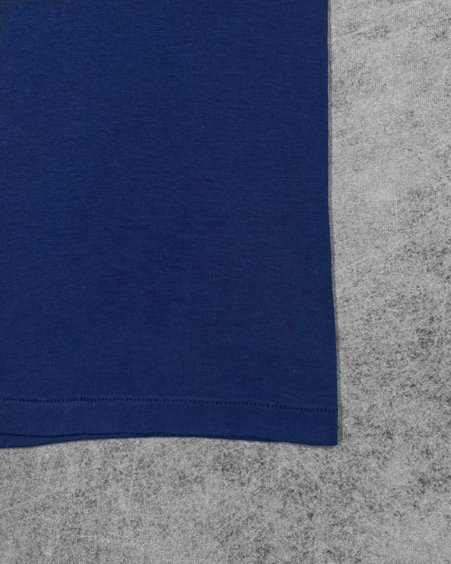 Single stitch hem detail on vintage 1982 Love Boat anchor t-shirt