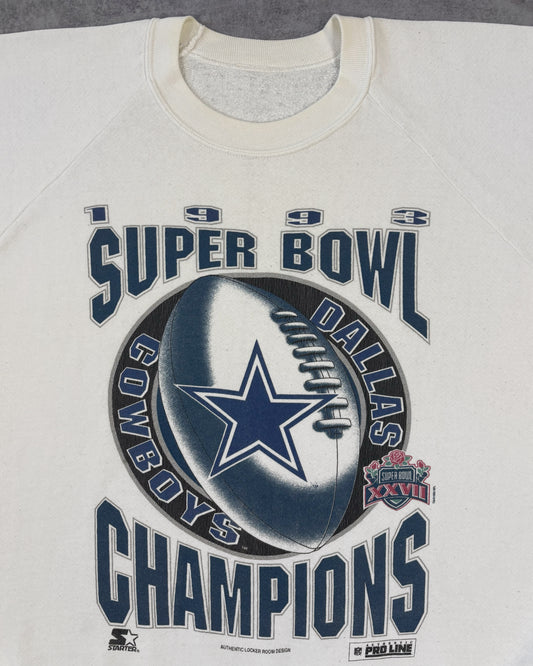 Vintage 1993 Dallas Cowboys Super Bowl XXVII Crewneck - Starter Pro Line - Made in USA