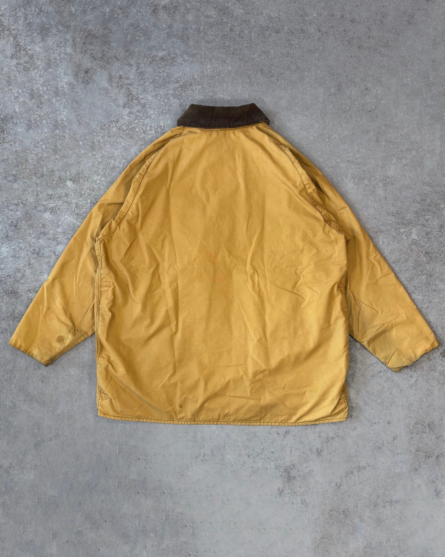 Vintage 1990s Barbour Beaufort Wax Jacket Mustard Yellow – Made in England British Field Jacket