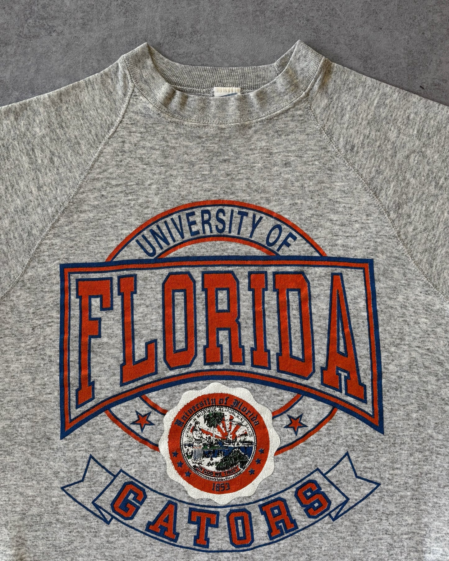 Vintage 1980s University of Florida Gators Crewneck – Made in USA – Grey