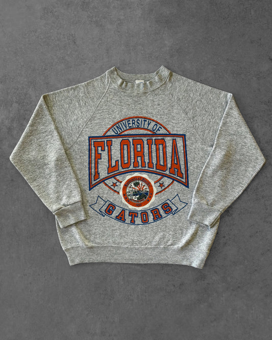 Vintage 1980s University of Florida Gators Crewneck – Made in USA – Grey