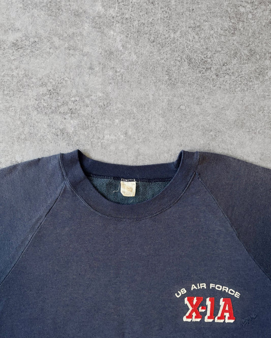 Vintage Sun Faded 1980s US Air Force Embroidered Distressed Crewneck
