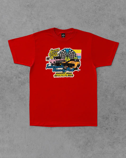 Vintage 1989 Super Chevy Show Tee – Indianapolis Raceway – Double-Sided Drag Racing – USA Made