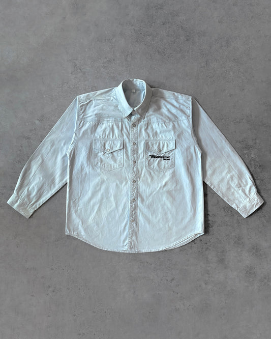 Vintage 2000 Microsoft Windows 2000 Server Shirt – IT Uniform – Embroidered Denim Button-Up