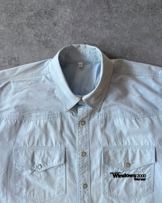 Vintage 2000 Microsoft Windows 2000 Server Shirt – IT Uniform – Embroidered Denim Button-Up