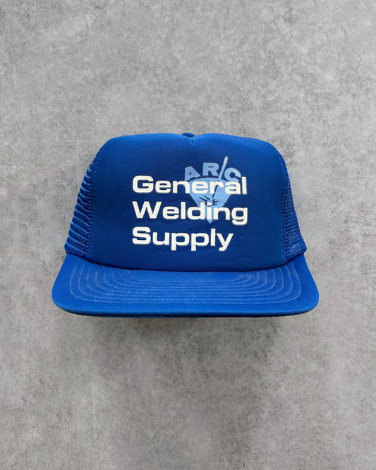 Vintage 80s General Welding Supply Mesh Trucker Hat – Blue Snapback