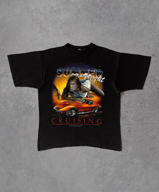 Vintage 90s “Summer Night Cruising” Car Tee – USA Made – Muscle Car Graphic