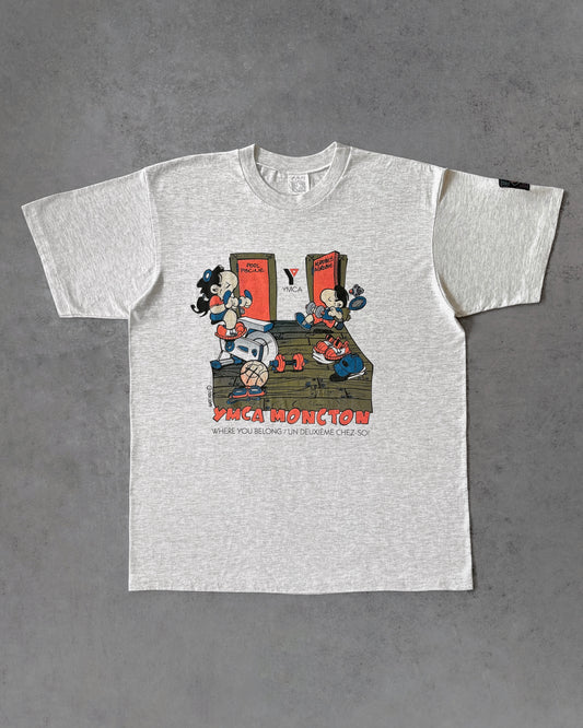 Vintage 90s YMCA Moncton Cartoon Tee – Vintage Gym Fitness Shirt – Canada Made