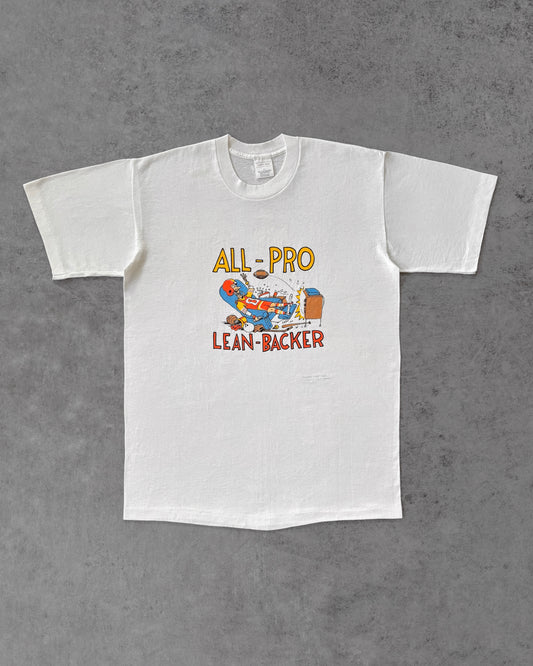 Vintage 90s All-Pro Lean-Backer Tee – Football Cartoon Shirt – USA Made