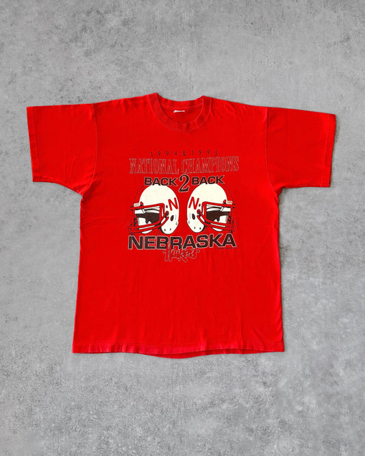 1995 Back 2 Back Super Bowl Champions Nebraska Huskers Single Stitch T-Shirt