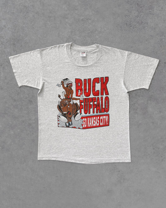 Early 90s Vintage Buck Buffalo NFL Tee – Kansas City Chiefs Rivalry Shirt – USA Made