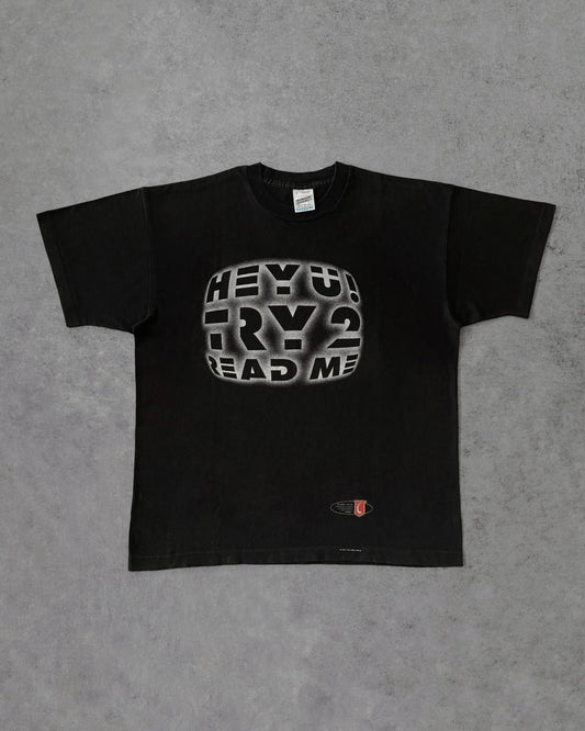Vintage 90s “Try 2 Read Me” Optical Illusion Tee – Screen Stars – Promo T-Shirt